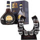 Set Minibar Lichior Afine 30% 0.7l Suport Din Lemn În Formă De U 6 Pahare