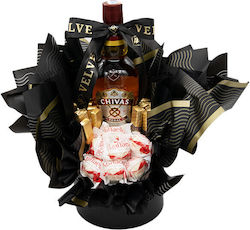 Coș Cadou Delice Bărbați Chivas Regal 12 Ani 7 Praline Raffaello 70g 12 Ciocolată Merci