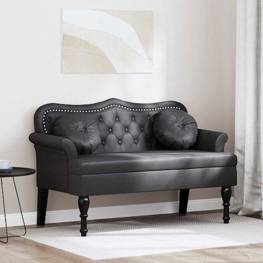 Двуместен Диван Изкуствена кожа Черно 120.5x65x75см.