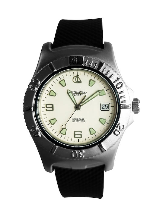 Catamaran Men's Watch 39.5mm Battery with Black Rubber Strap