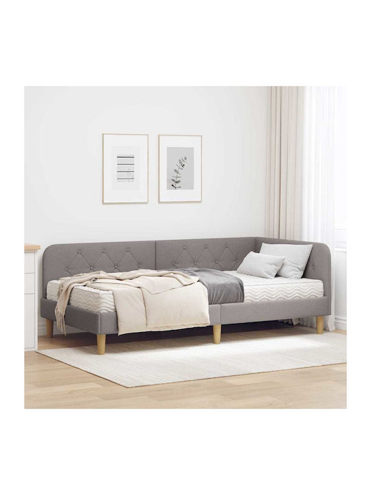 Canapea Pat Single Tapițat cu Material Taupe cu...