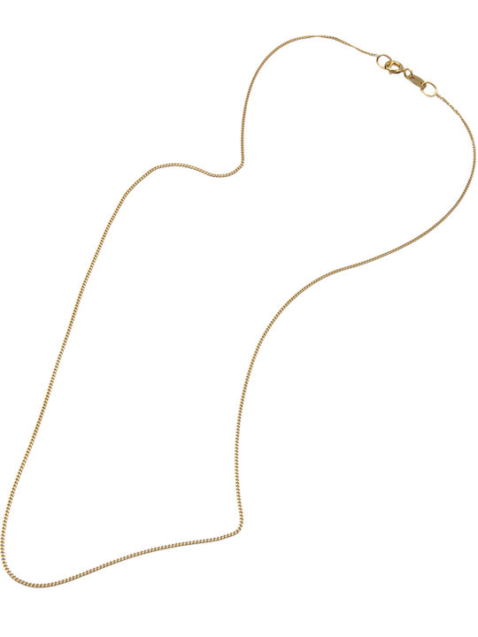 Neck Chain Silver 925 Unisex 45 Centimeters Length Diamond Cut Gourmette 0.9 Millimeters Thickness Very Thin Yellow Gold Plating Tribute 0030021936
