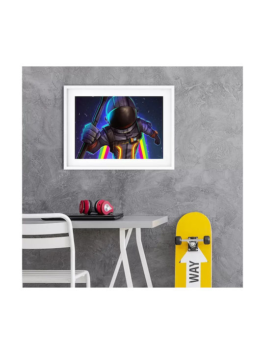 Gaming Poster Fortnite Rainbow Astronaut Death Gm036 30cm X 40cm Frame Dark Natural Wooden Brown