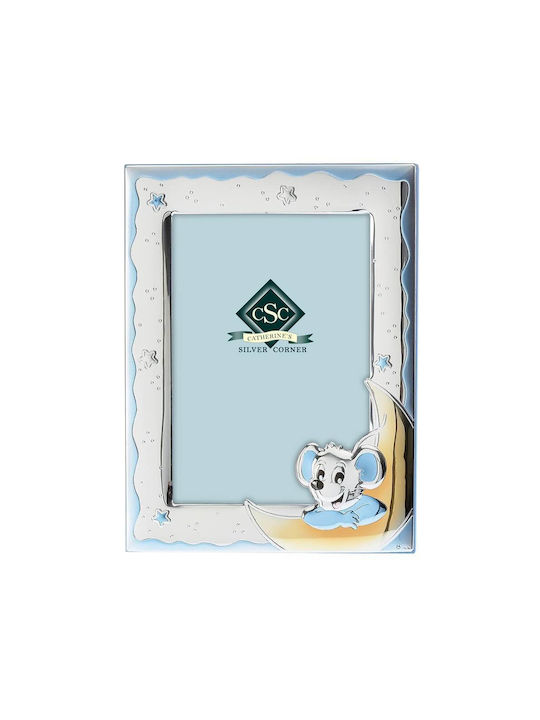 Kinder Fotorahmen Silber Hellblau