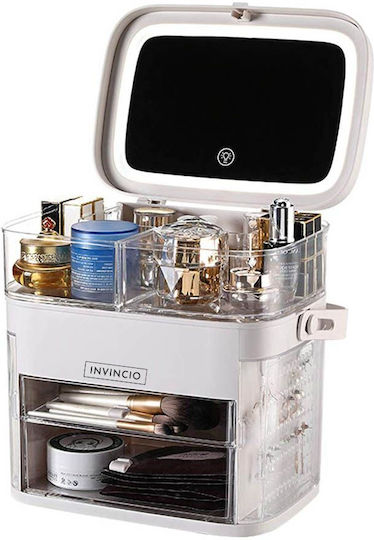 Invincio Organizator De Cosmetice Cu Sertare Și Separatoare Alb 31x31x20cm