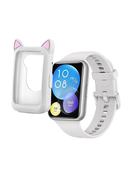 Carcasă de Silicon în culoarea Alb pentru Huawei Watch Fit