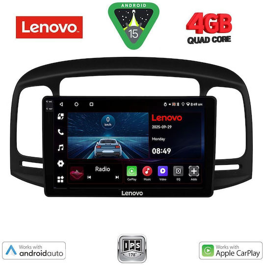 Lenovo Car Audio System for Hyundai Accent 2005-2012 (Bluetooth/USB/WiFi/GPS/Apple-Carplay/Android-Auto) with Touch Screen 9"