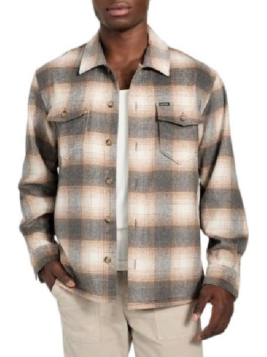 Guess Μακρυμάνικo Overshirt Καρό Brown