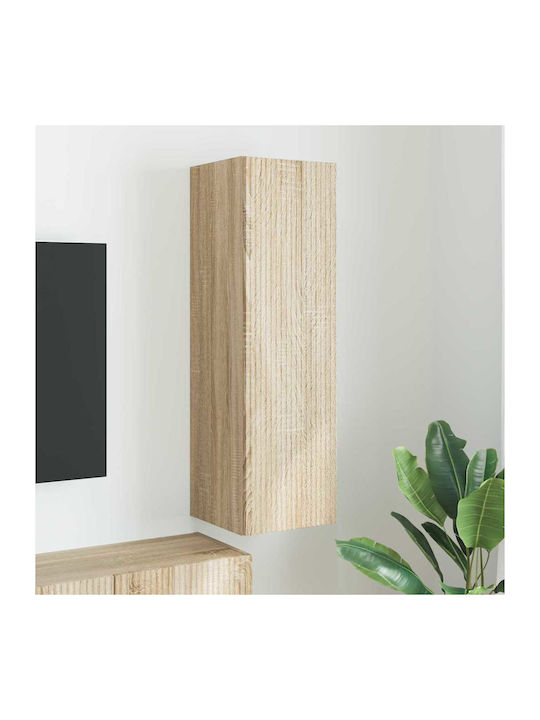 Wand Wohnzimmer Vitrine aus Spanplatte Sonoma 3...