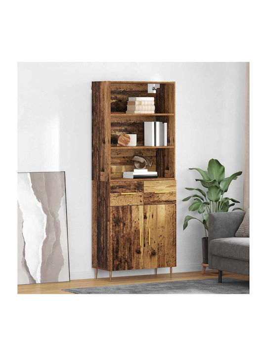 Bibliothek Highboard Alt Holz 69.5x32.5x180cm