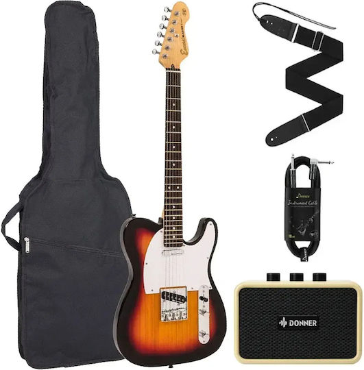Encore Set Electric Guitar White with Case
