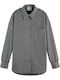 Girlfriend Herringbone Μακρυμάνικο Γυναικείο Πουκάμισο Grey Black