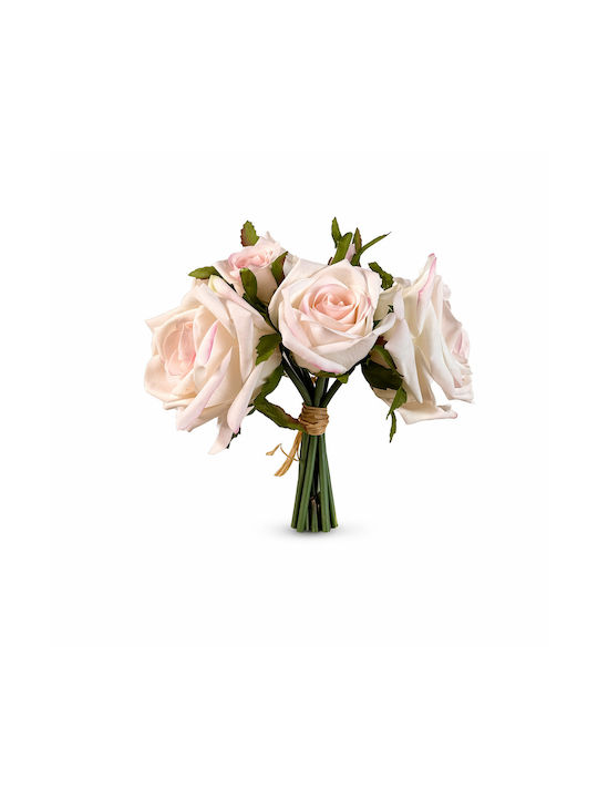Koart Rosetta Pink Artificial Bouquet Roses Real Touch 21 Cm 6 Pieces