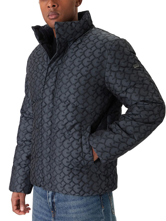 Guess Geacă Puffer Gri-Negru