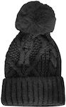 Celestino Women's Knitted Pom Pom Beanie Black