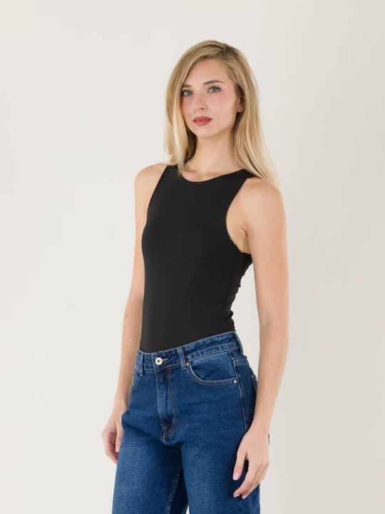 Damen-Bodysuit Ärmellos Schwarz 16444