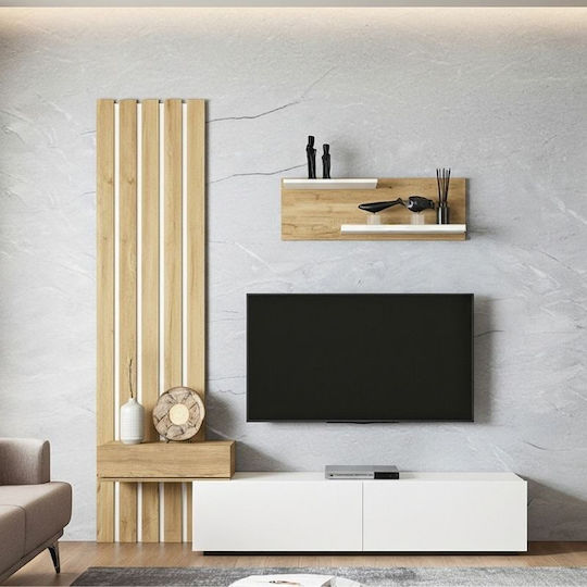 Wohnzimmer TV-Einheit Rosaline White - Sepet Oak L183xB31.3xH196.9cm