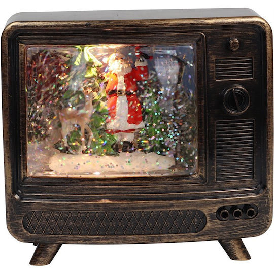 Коледна Изпълнена със светлина украса TV с Дядо Коледа На батерия 13x14см 1бр