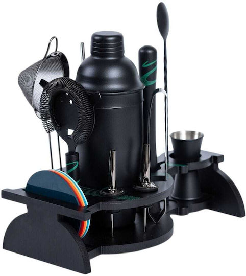 Arvada Shakerpro Set Portabil Cocktail Stil Boston Negru 14 Bucăți Accesorii Pentru Barmani Uz Profesional Acasă Cadou Ideal Negru