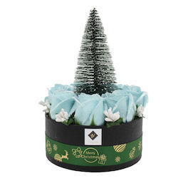Aranjament Floral În Cutie Rotundă Trandafiri De Săpun Un Mic Brad De Crăciun În Centru Aranjament Floral În Cutie Rotundă Trandafiri De Săpun Un Mic Brad De Crăciun În Centru