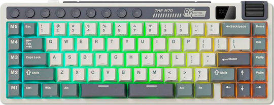Royal Kludge RK M70 Ασύρματο Gaming Μηχανικό Πληκτρολόγιο 75% με Custom Cream διακόπτες και RGB φωτισμό (Αγγλικό US) Πολύχρωμο