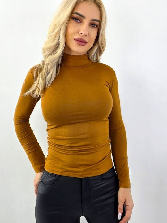 Γυναικείο Μακρυμάνικο Πουλόβερ Ζιβάγκο Caramel Brown
