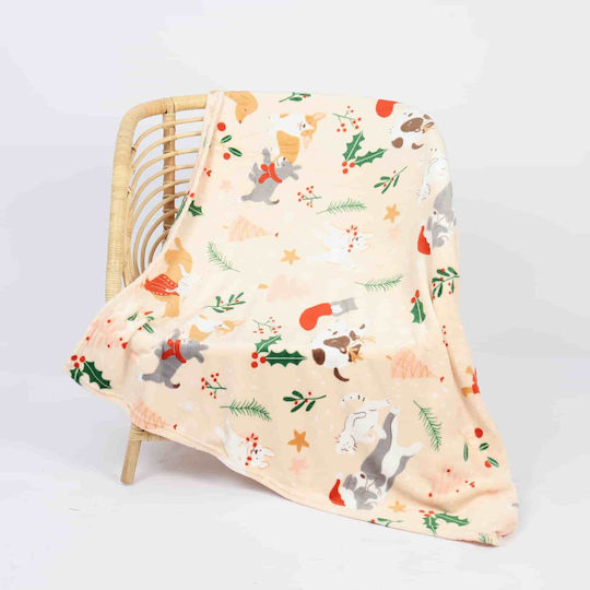 Lucktora Κουβέρτα Fleece Υπέρδιπλη 220x240εκ. Xmas Paws
