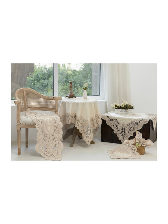 Liolios Home Checkered Linen Set 3pcs Beige 85x85cm