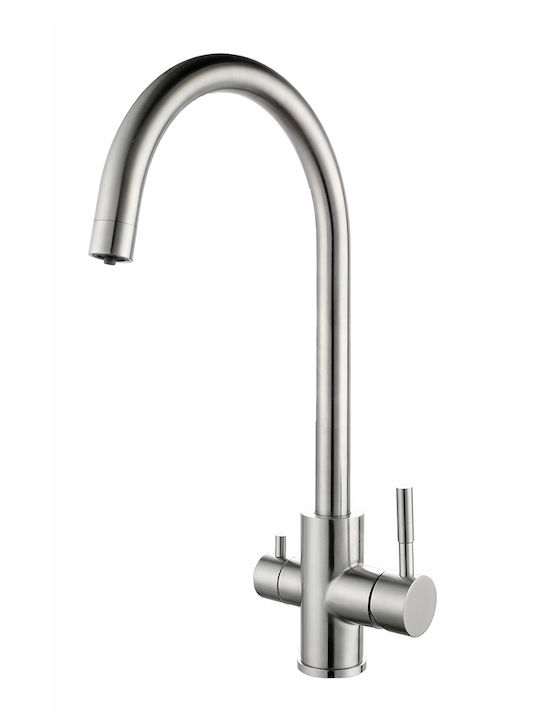 QWaterFilters Смесител за кухня Настолен Inox Сребриста