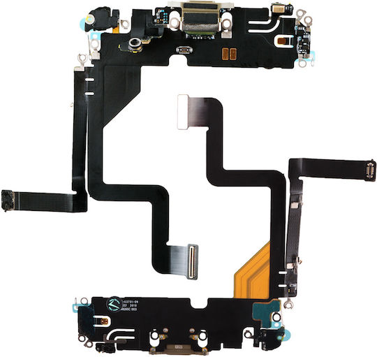 Iphone 14 Pro Lightning Καλωδιο Flex Κονεκτορα Φορτισης + Audio Port + Μικροφωνο Titanium Gold 3p