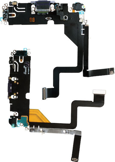 Iphone 14 Pro Lightning Καλωδιο Flex Κονεκτορα Φορτισης + Audio Port + Μικροφωνο Titanium Purple 3p