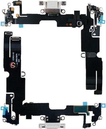 Iphone 14 Plus Lightning Καλωδιο Flex Κονεκτορα Φορτισης + Audio Port + Μικροφωνο Titanium Silver 3p