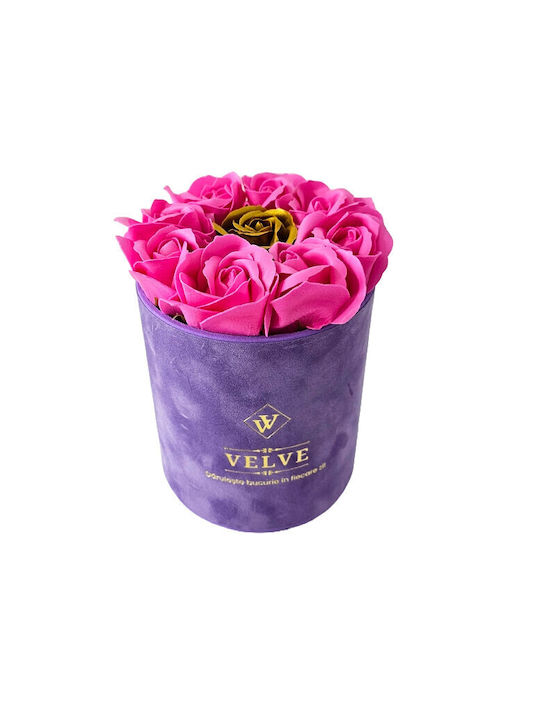 Velvet Floral Arrangement 9 Soap Roses In A Pur...