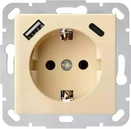 Liregus Single Walled Power Socket with 2 USB Ports