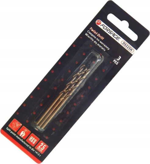 Forsage Set of 3 Drills with Cylindrical Shank for Metal