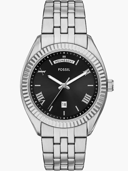 Fossil Three Ρολόι Μπαταρίας με Μεταλλικό Μπρασελέ