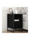 Wooden Bedside Table Black 39.5x30x50cm