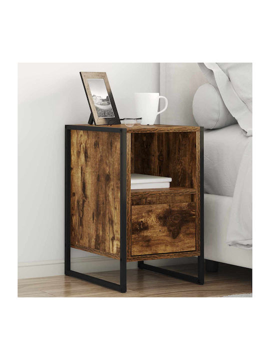 Wooden Bedside Table Brown 39.5x30x50cm