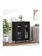 Standvitrine fürs Wohnzimmer aus Spanplatte in Schwarzer Buche mit Glas 69,5 × 34 × 90 cm
