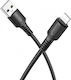 Borofone Braided USB-A to Lightning Cable 18W Μαύρο 1m