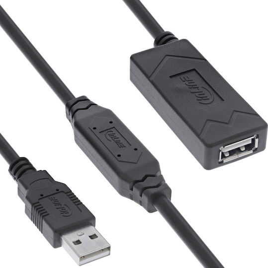 Manhattan USB 2.0 Cable USB-A male - USB-A female Μαύρο 20m
