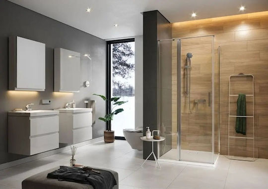 Cersanit Kabine für Dusche mit Aufklappbar Tür 80x195cm