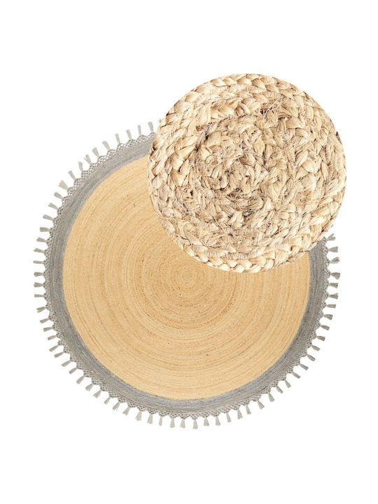 Beliani Marts Rug Round Beige With Gray