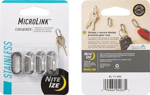 Carabiner Niteize Nite Ize Microlink Steel Silver 4 Pieces