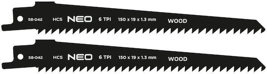 Reciprocating Saw Blade Hcs 152 X 19 X 1.3 Mm 6tpi Set 2 Pieces