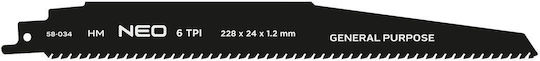 Reciprocating Saw Blade HM 228 x 24 x 1.2 mm 6TPI