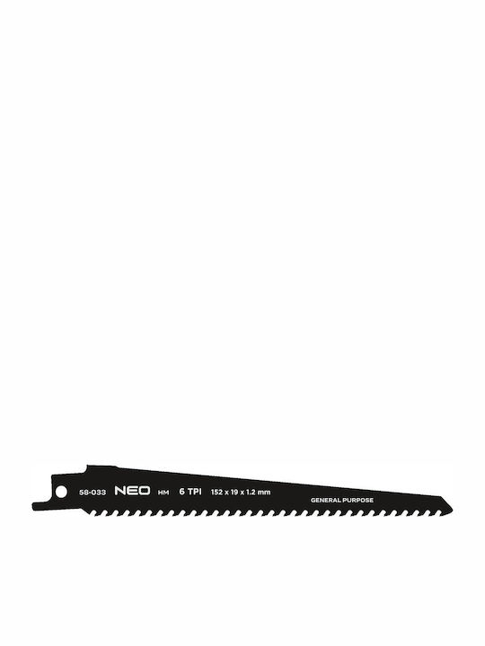 Reciprocating Saw Blade Hm 152 X 19 X 1.2 Mm 6tpi
