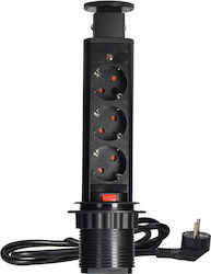 Orno Orno Furniture Outlet 6cm Retractable Work Surface Lock Cable 1.8m 3x2p+z Schuko Black