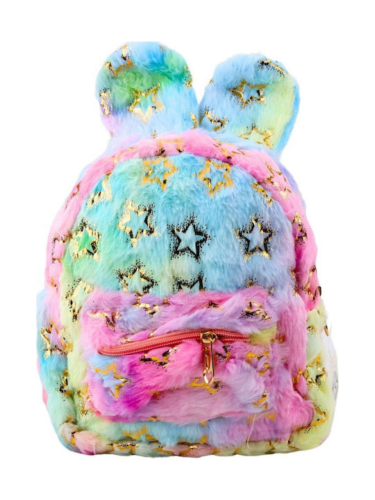 Plush Backpack Ears Gold Stars Children's Colorful 24cm