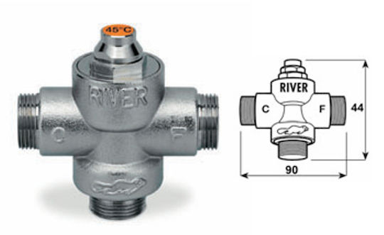 River Two-Way Diversion Valve ¾" for boiler